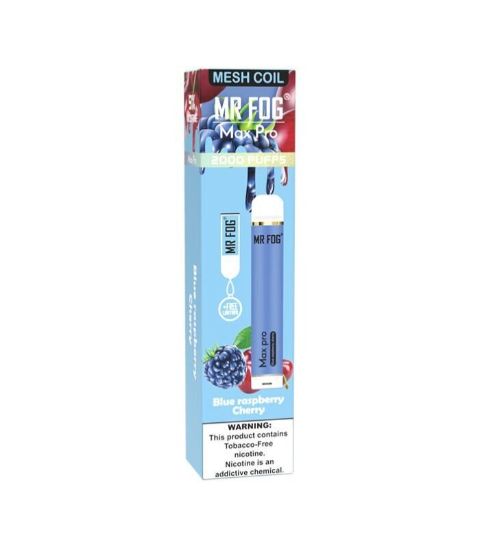 Mr Fog Max Pro Blue Raspberry Cherry Disposable – 2000 Puffs