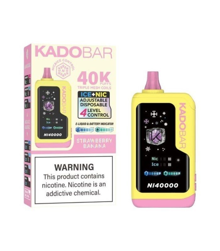 Strawberry Banana Kado Bar NI40K Ice+Nic Control Disposable Vape