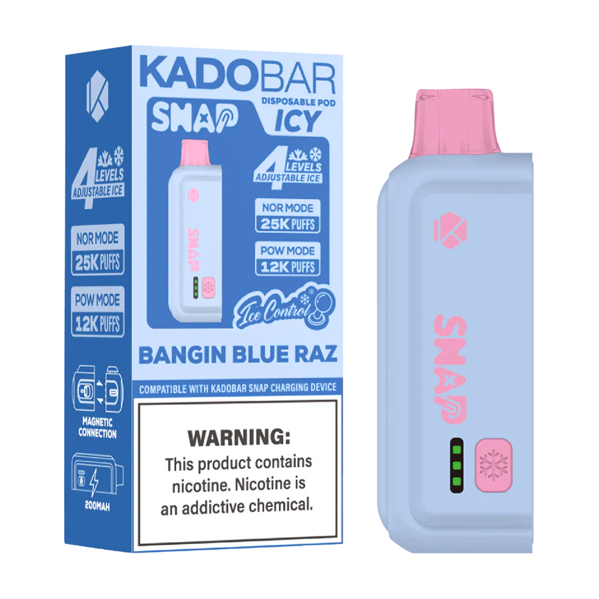 Bangin Blue Razz Kado Bar Snap Icy Disposable Pod 25k-Puffs Bangin Blue Razz Kado Bar Snap Icy Disposable Pod 25k-Puffs