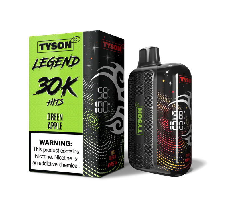 Tyson 2.0 Legend 30K Green Apple Vape | Disposable