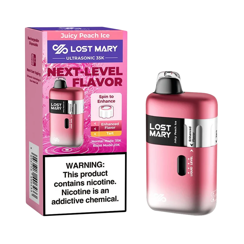 Juicy Peach Ice Lost Mary Ultrasonic 35K Disposable Vape | Lost Mary Vape