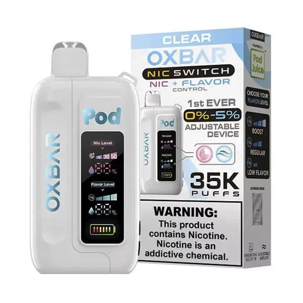 Clear OXBAR x Pod Juice NIC Switch 35K Vape Clear OXBAR x Pod Juice NIC Switch 35K Vape