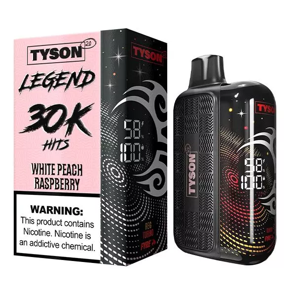 White Peach Raspberry Tyson 2.0 legend 30k Puffs Vape White Peach Raspberry Tyson 2.0 legend 30k Puffs Vape