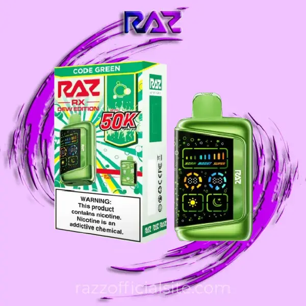 Code Green Raz RX 50K Puffs Disposable Vape – Dew Edition | Raz Vape Code Green Raz RX 50K Puffs Disposable Vape – Dew Edition | Raz Vape