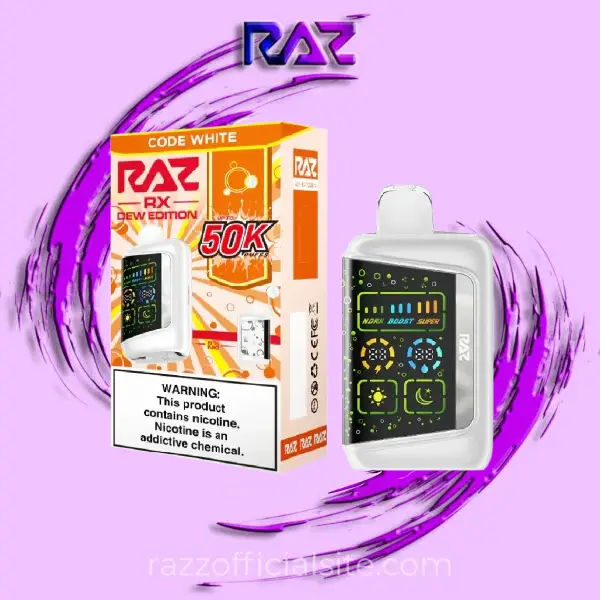 Code White Raz RX 50K Puffs Disposable Vape – Dew Edition | Raz Vape Code White Raz RX 50K Puffs Disposable Vape – Dew Edition | Raz Vape