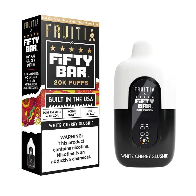 White Cherry Slushy Fruitia X Fifty Bar V2 | Fifty Bar Vape White Cherry Slushy Fruitia X Fifty Bar V2 | Fifty Bar Vape