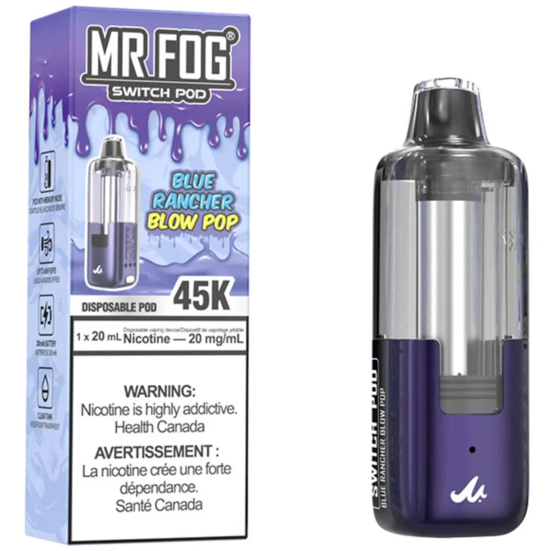 Blue Rancher Blow Pop Mr Fog Switch 45000 Puffs Disposable Vape - Pods Only