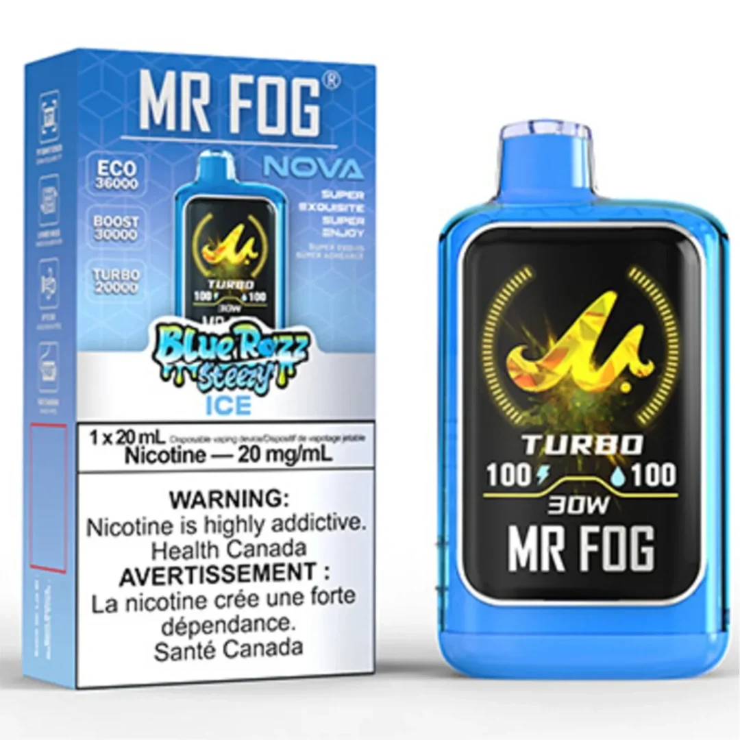 Ice Mr Fog Nova Blue Razz Steezy 36000 Puffs Disposable Vape