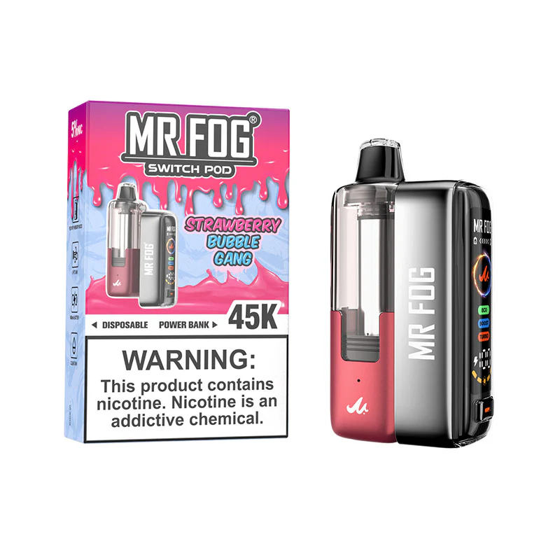 Strawberry Bubble Gang Mr Fog Switch 45000 Puffs Disposable Pods Kit