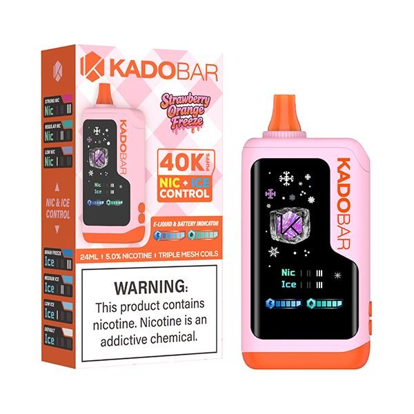 Strawberry Orange Freeze Kado Bar NI40K Ice+ Nic Control Disposable Vape
