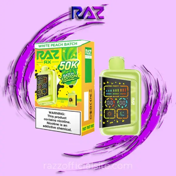 White Peach Batch Raz RX 50K Puffs - Batch Edition