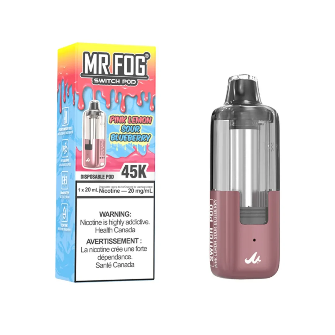 Pink Lemon Sour Blueberry Mr Fog Switch 45000 Puffs Disposable Vape - Pods Only